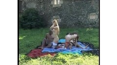 Foursome furious pussy pounding outdoors with cum eating sluts Thumb