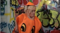 Blonde midget in pumpkin costume gets all slutty with a horny dude Thumb