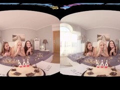 SexBabesVR - 180 VR Porn - Dirty Celebration with Antonia Sainz , Blanche Bradburry and Katy Rose Thumb